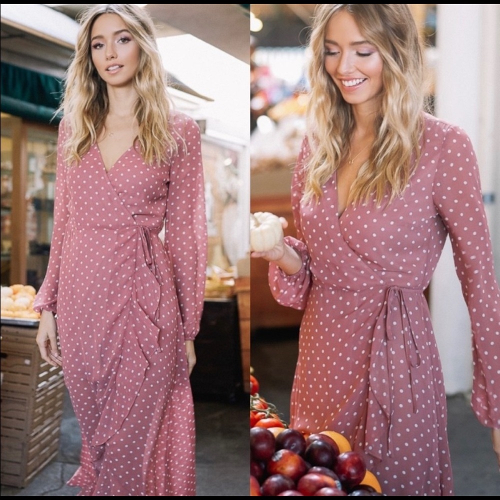 Long Sleeve Cocktail Wrap Dress with Ruffles
